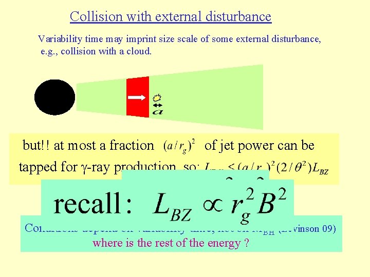 Collision with external disturbance Variability time may imprint size scale of some external disturbance, Collision with external disturbance Variability time may imprint size scale of some external disturbance,