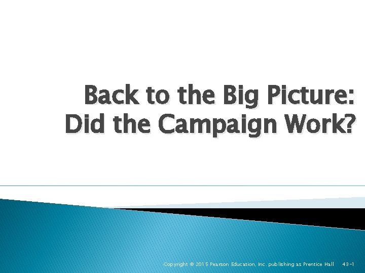 Back to the Big Picture: Did the Campaign Work? Copyright © 2015 Pearson Education,