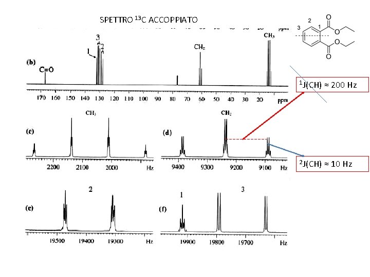 SPETTRO 13 C ACCOPPIATO 1 J(CH) ≈ 200 Hz 2 J(CH) ≈ 10 Hz SPETTRO 13 C ACCOPPIATO 1 J(CH) ≈ 200 Hz 2 J(CH) ≈ 10 Hz