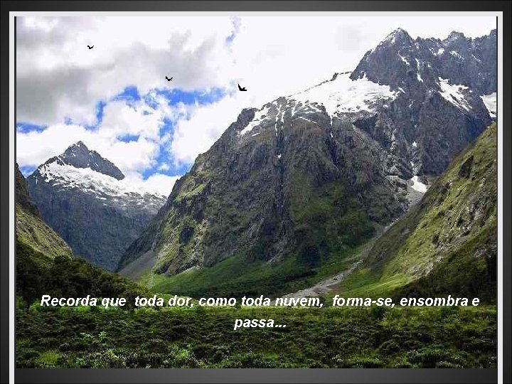 Recorda que toda dor, como toda nuvem, forma-se, ensombra e passa. . . 