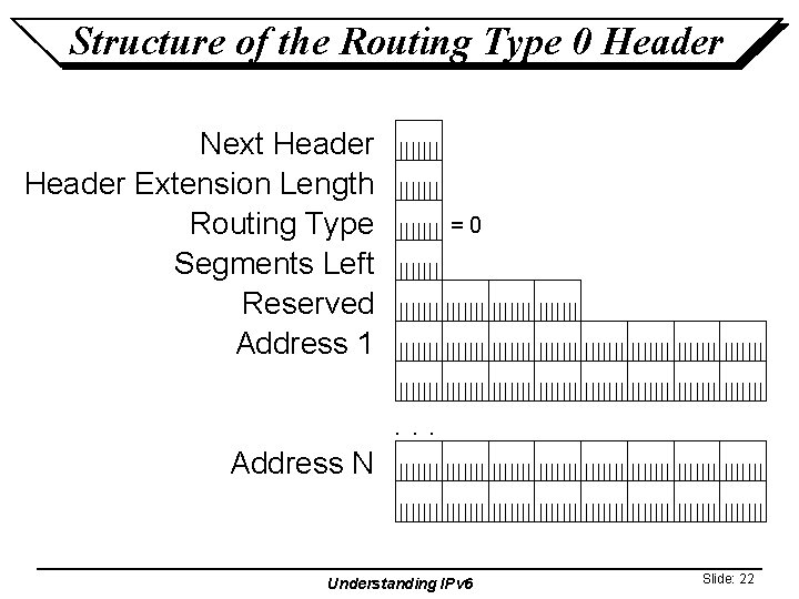 Structure of the Routing Type 0 Header Next Header Extension Length Routing Type Segments