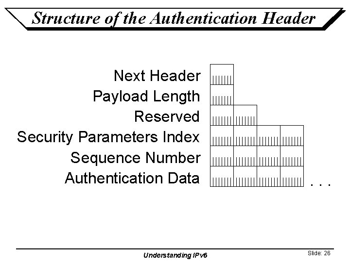 Structure of the Authentication Header Next Header Payload Length Reserved Security Parameters Index Sequence