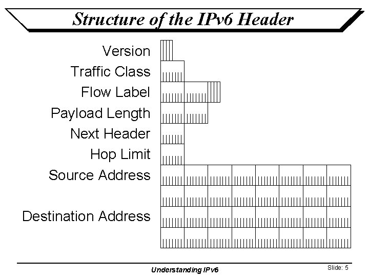 Structure of the IPv 6 Header Version Traffic Class Flow Label Payload Length Next