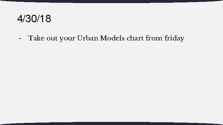 4/30/18 - Take out your Urban Models chart from friday 