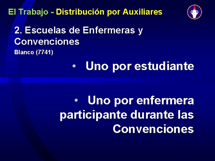 El Trabajo - Distribución por Auxiliares 2. Escuelas de Enfermeras y Convenciones Blanco (7741)