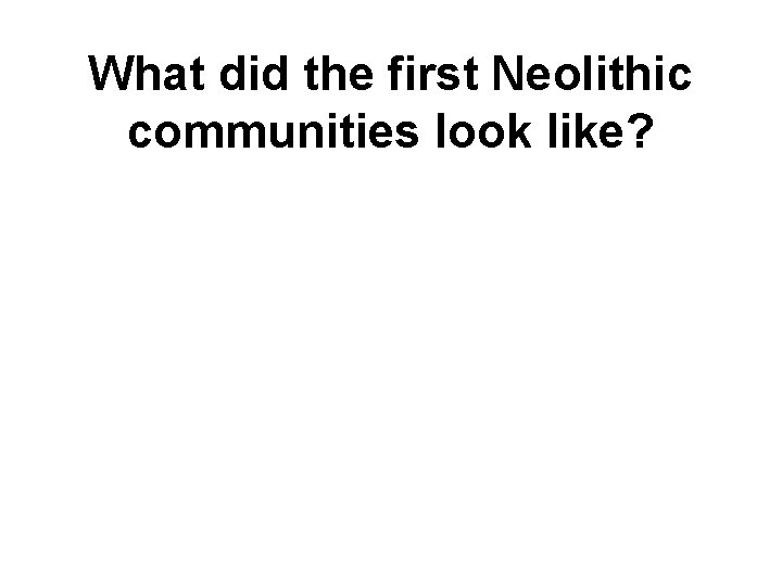 What did the first Neolithic communities look like? 