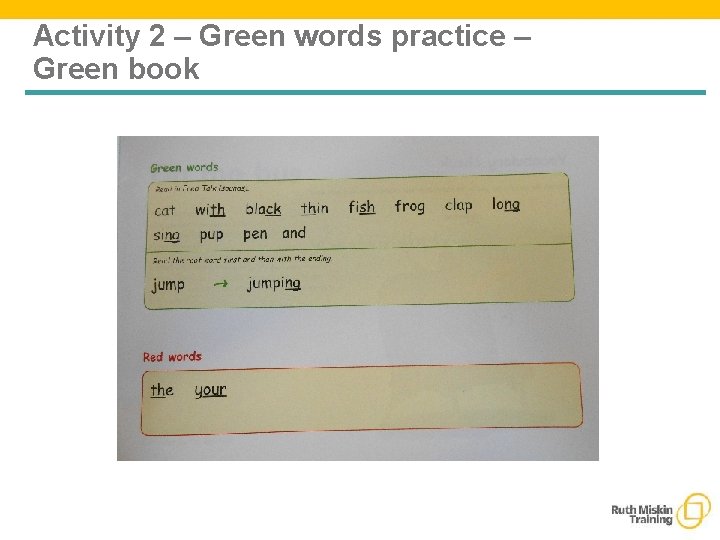 Activity 2 – Green words practice – Green book 