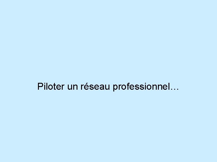 Piloter un réseau professionnel… 