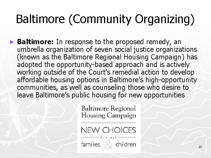 Baltimore (Community Organizing) ► Baltimore: In response to the proposed remedy, an umbrella organization