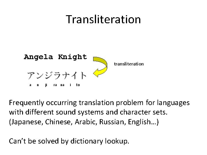 Transliteration Angela Knight a n ji ra na i transliteration to Frequently occurring translation