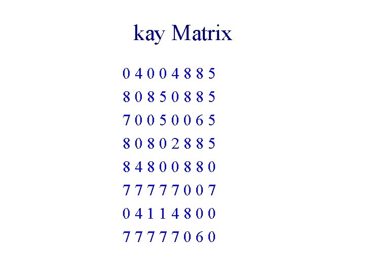 kay Matrix 04004885 80850885 70050065 80802885 84800880 77777007 04114800 77777060 