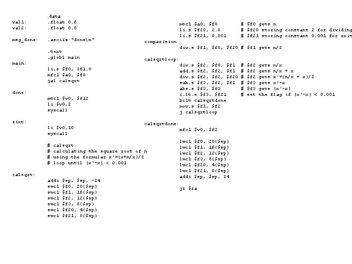 val 1: val 2: . data. float 0. 6. float 0. 8 msg_done: .