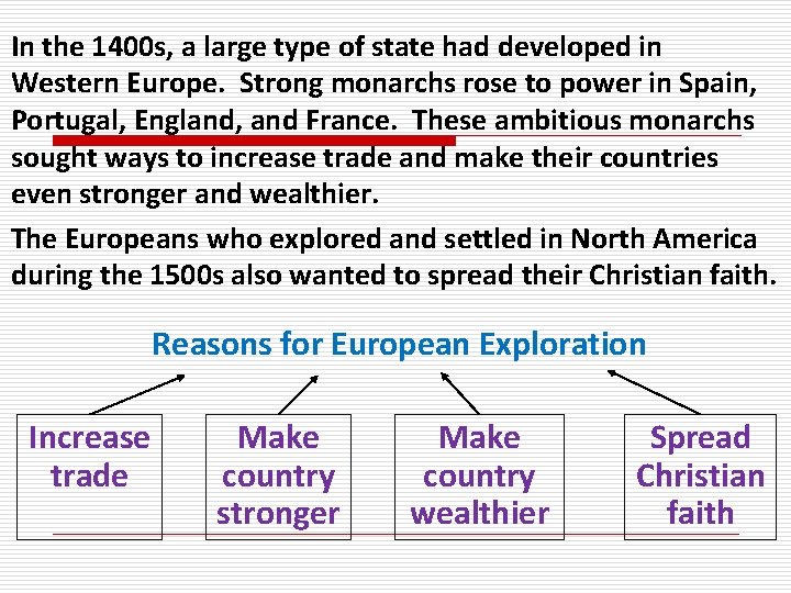 In the 1400 s, a large type of state had developed in Western Europe.