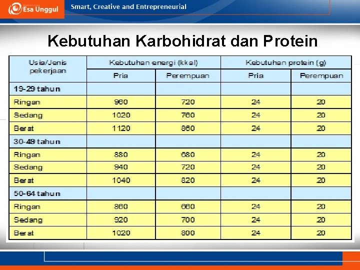 Kebutuhan Karbohidrat dan Protein 