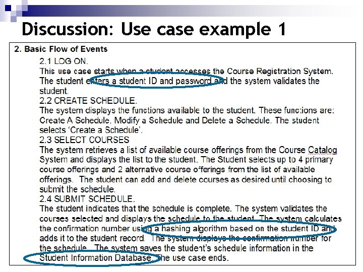 Discussion: Use case example 1 