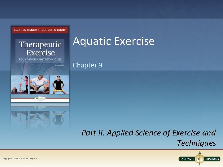 Aquatic Exercise Chapter 9 Part II Applied Science