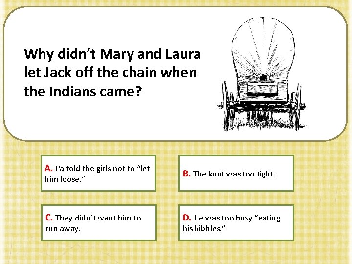 Why didn’t Mary and Laura let Jack off the chain when the Indians came?