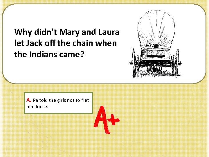 Why didn’t Mary and Laura let Jack off the chain when the Indians came?