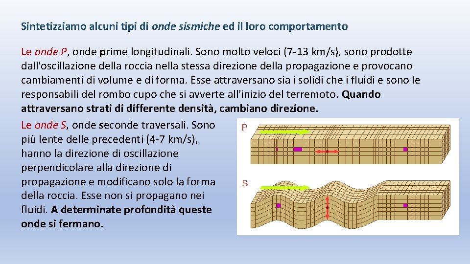 Sintetizziamo alcuni tipi di onde sismiche ed il loro comportamento Le onde P, onde