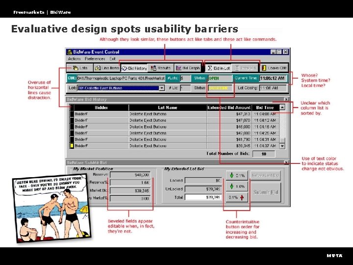 Freemarkets | Bid. Ware Evaluative design spots usability barriers 