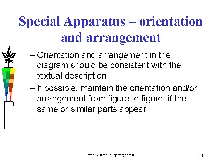 Special Apparatus – orientation and arrangement – Orientation and arrangement in the diagram should