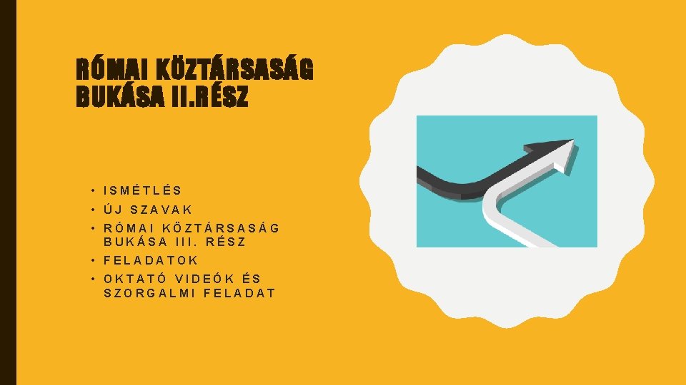 RÓMAI KÖZTÁRSASÁG BUKÁSA II. RÉSZ • ISMÉTLÉS • ÚJ SZAVAK • RÓMAI KÖZTÁRSASÁG BUKÁSA