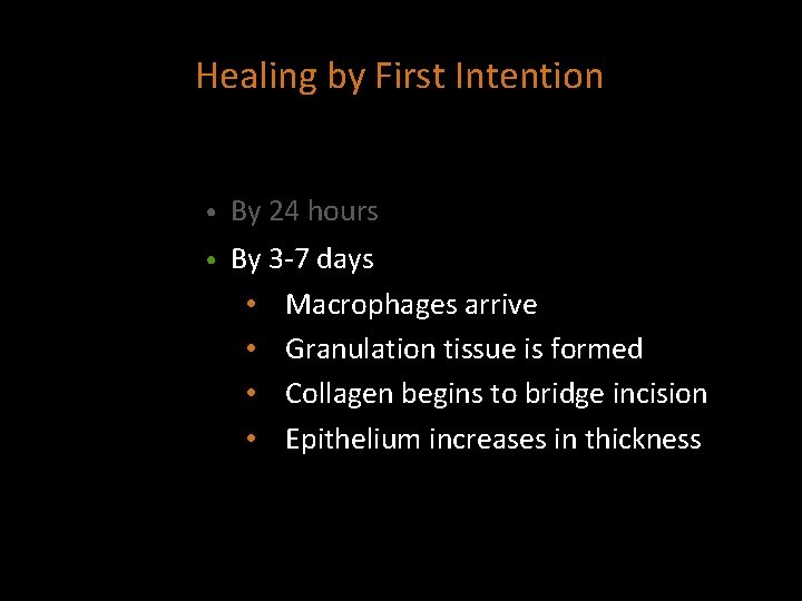 Healing by First Intention • By 24 hours • By 3 -7 days •