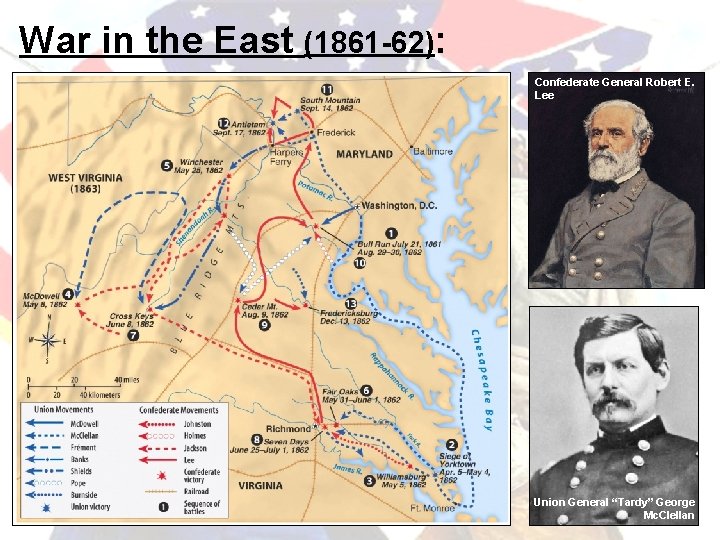 War in the East (1861 -62): Confederate General Robert E. Lee Union General “Tardy”