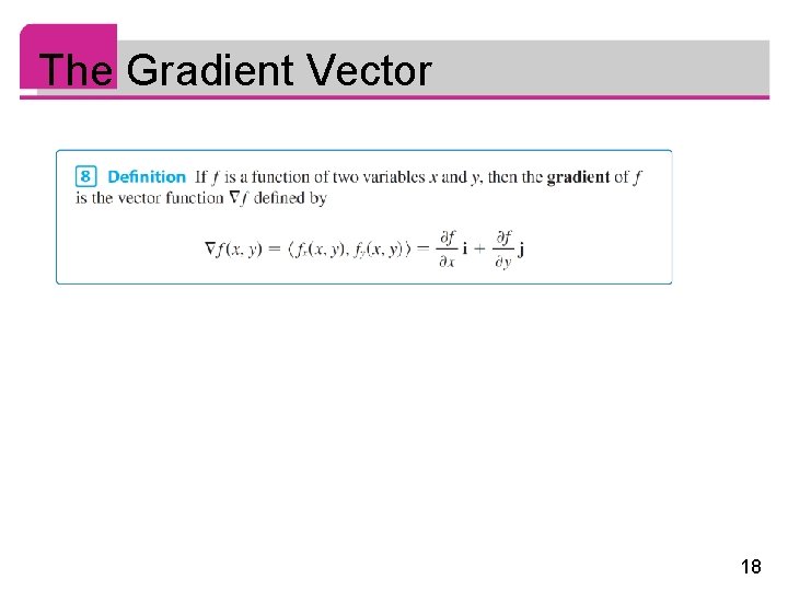 The Gradient Vector 18 