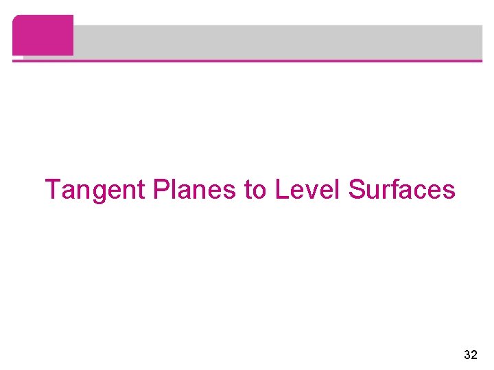 Tangent Planes to Level Surfaces 32 