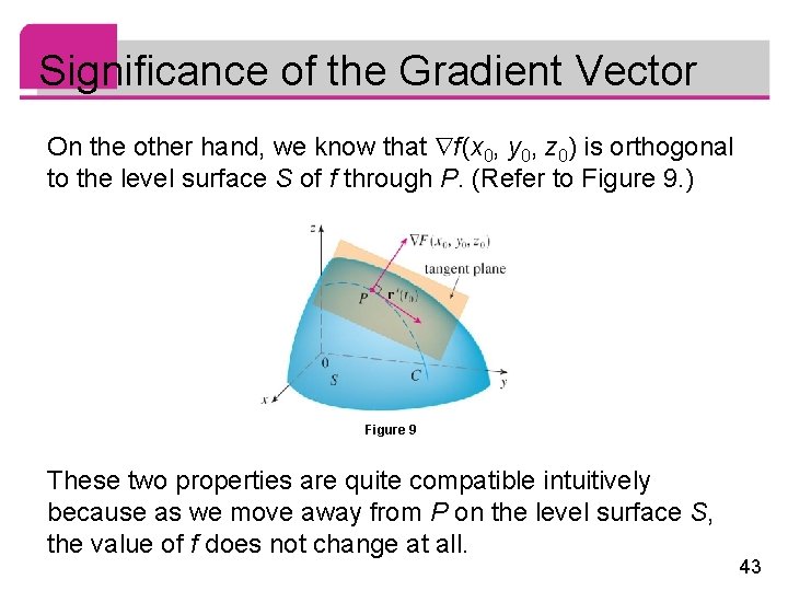 Significance of the Gradient Vector On the other hand, we know that f (x