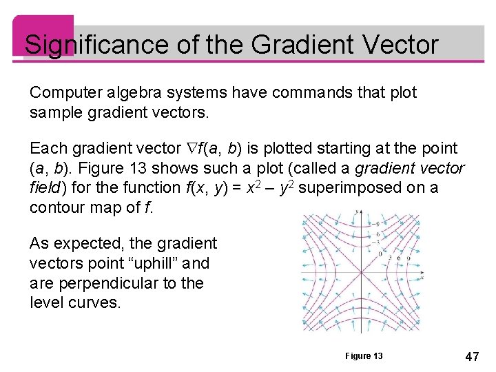 Significance of the Gradient Vector Computer algebra systems have commands that plot sample gradient