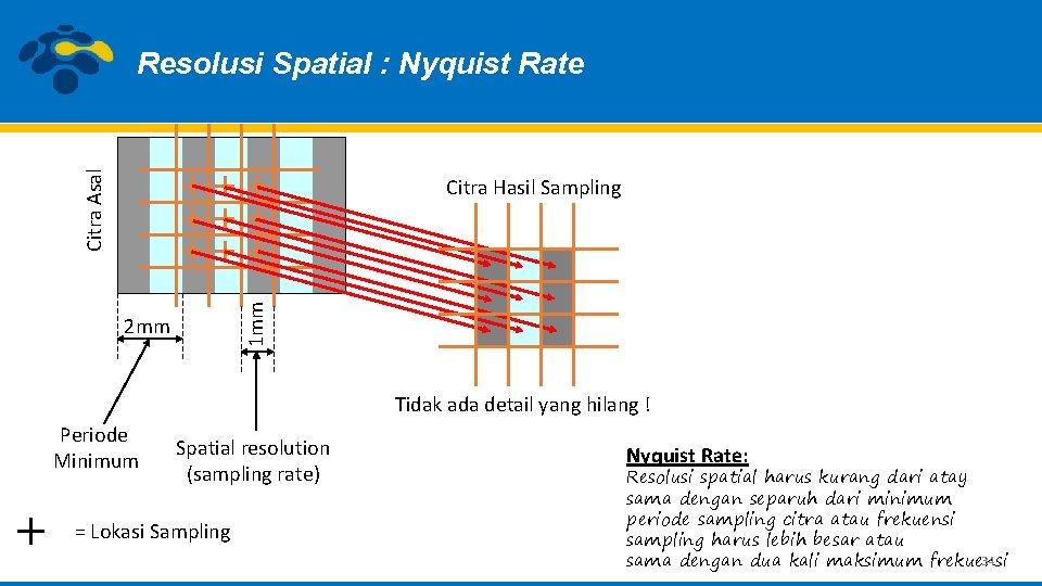 Citra Asal Resolusi Spatial : Nyquist Rate 1 mm Citra Hasil Sampling 2 mm