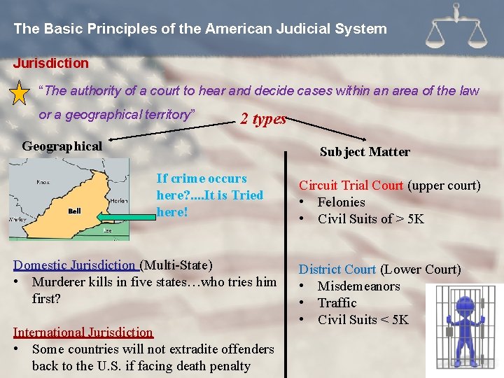 The Basic Principles of the American Judicial System Jurisdiction “The authority of a court