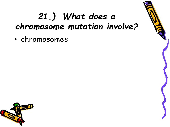 21. ) What does a chromosome mutation involve? • chromosomes 