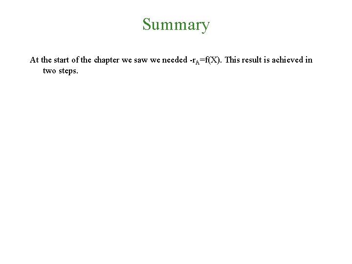 Summary At the start of the chapter we saw we needed -r. A=f(X). This