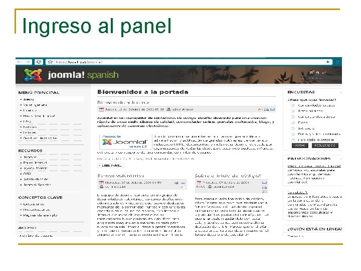 Ingreso al panel 