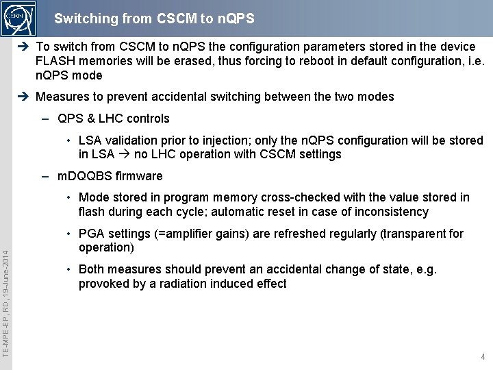 Switching from CSCM to n. QPS è To switch from CSCM to n. QPS