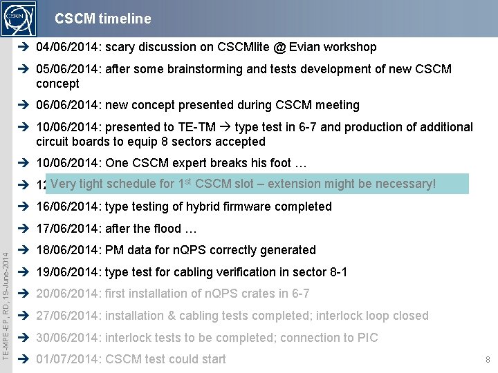 CSCM timeline è 04/06/2014: scary discussion on CSCMlite @ Evian workshop è 05/06/2014: after