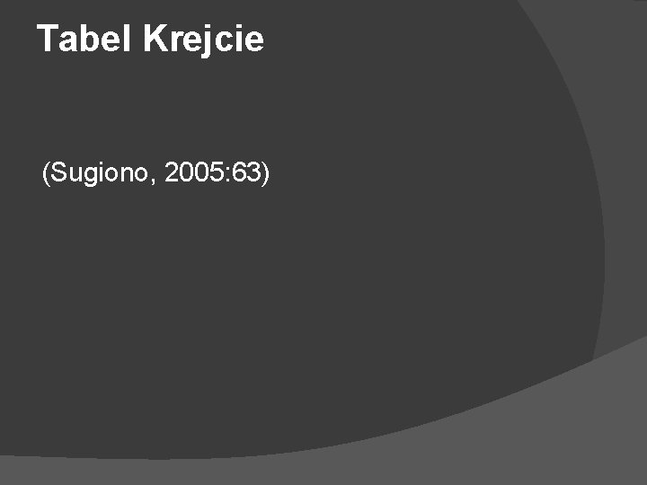 Tabel Krejcie (Sugiono, 2005: 63) 