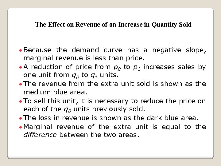 The Effect on Revenue of an Increase in Quantity Sold · Because the demand