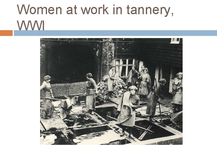 Women at work in tannery, WWI 