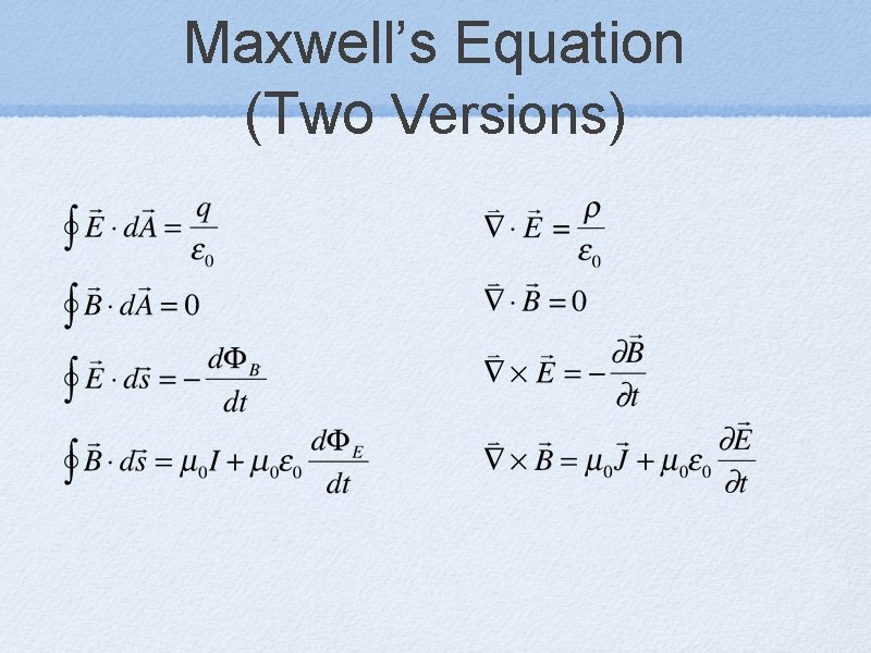 Maxwell’s Equation (Two Versions) 