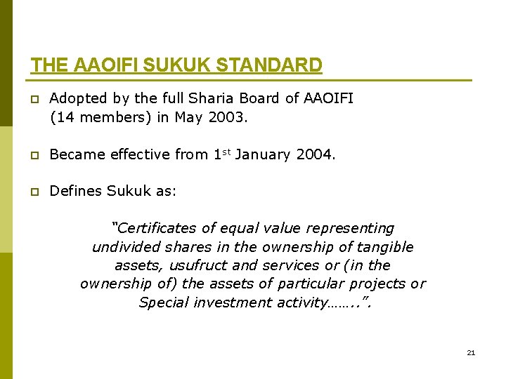 THE AAOIFI SUKUK STANDARD p Adopted by the full Sharia Board of AAOIFI (14