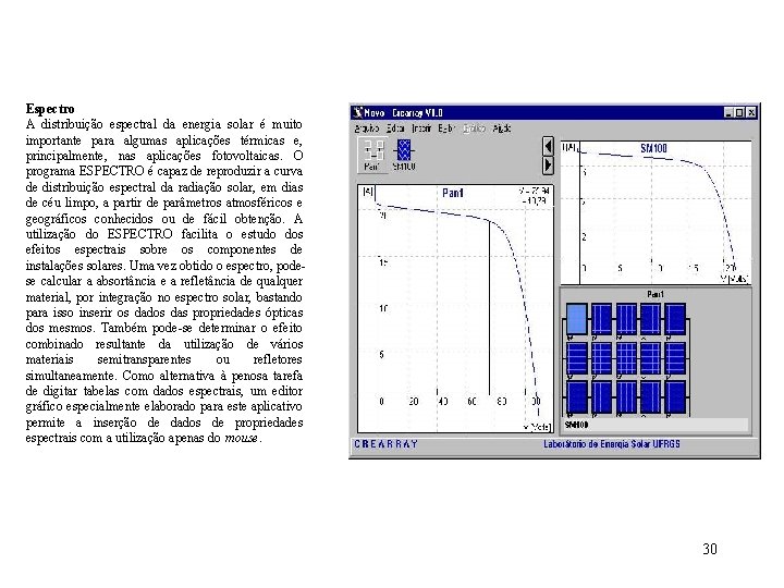Espectro A distribuição espectral da energia solar é muito importante para algumas aplicações térmicas