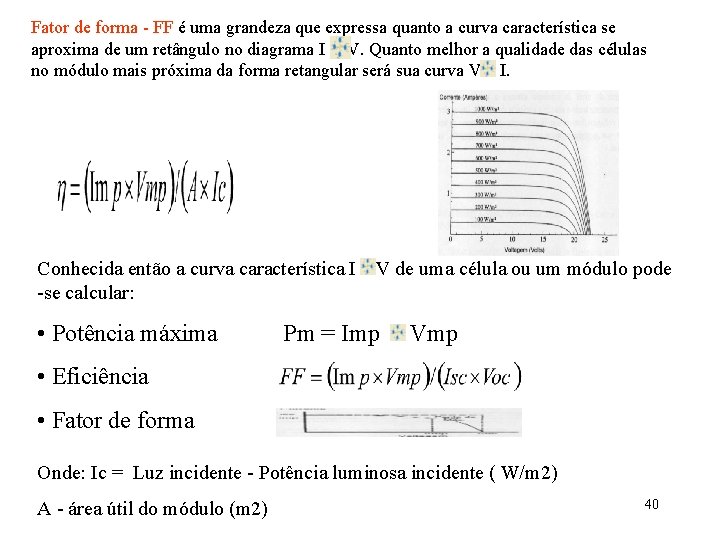 Fator de forma - FF é uma grandeza que expressa quanto a curva característica