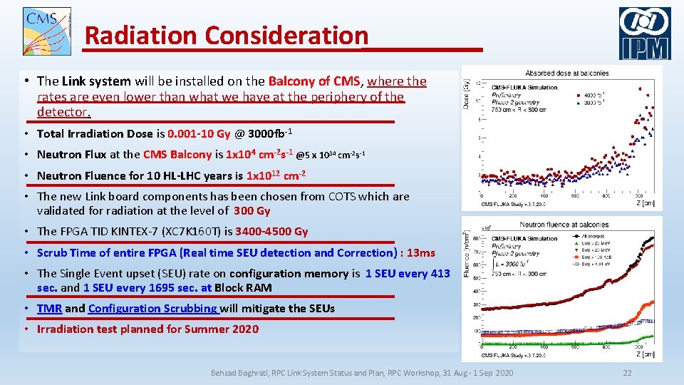 Radiation Consideration • The Link system will be installed on the Balcony of CMS,