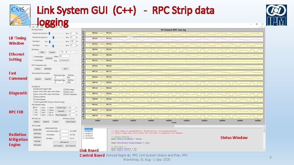 Link System GUI (C++) - RPC Strip data logging LB Timing Window Ethernet Setting
