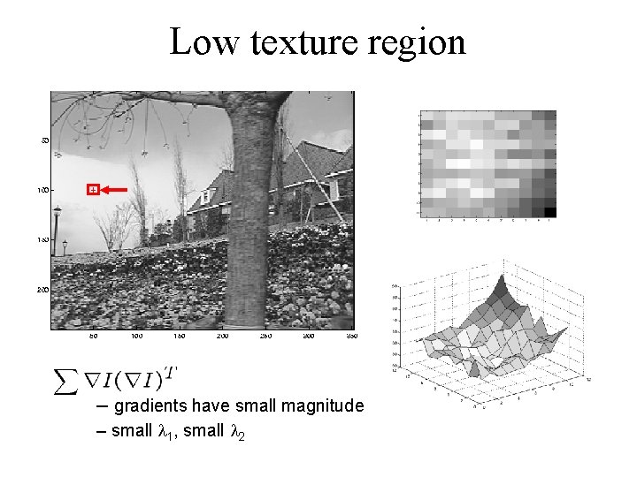 Low texture region – gradients have small magnitude – small l 1, small l