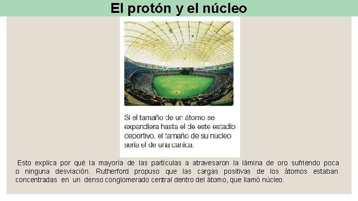 El protón y el núcleo Esto explica por qué la mayoría de las partículas